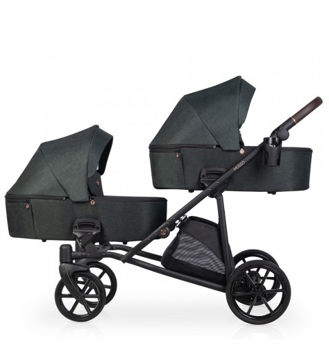 Riko Musso - wózek bliźniaczy, zestaw 2w1 z opcją 3w1 i 4w1 | 02 Forest